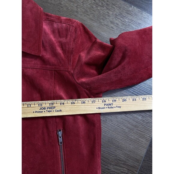 Vintage 90s Style & Co. Red Suede Zip Up Collared Jacket Women’s Petite Size S - Picture 4 of 6